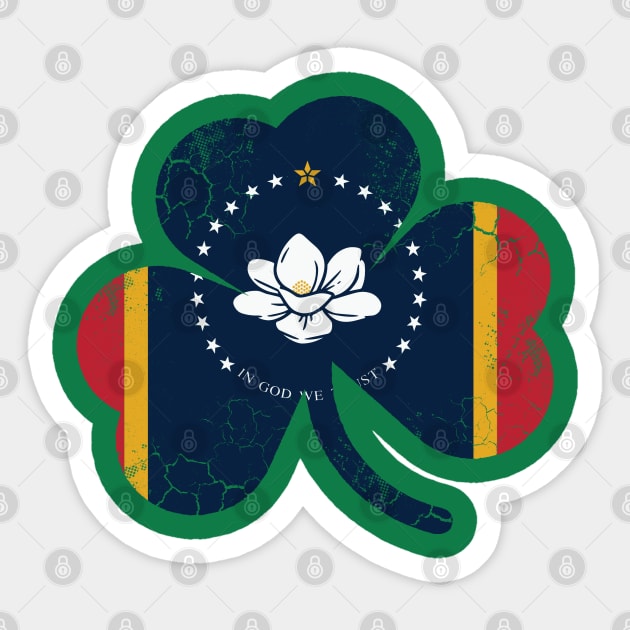 Mississippi Flag Shamrock Irish St Patrick's Day Sticker by E